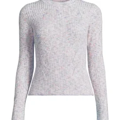 Women's Cotton Blend Marl Ribbed Crew Neck Sweater