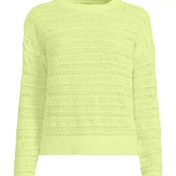 Women's Cotton Blend Pointelle Crew Neck Sweater