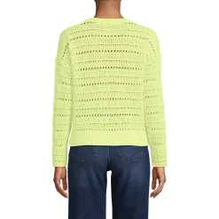 Women's Cotton Blend Pointelle Crew Neck Sweater
