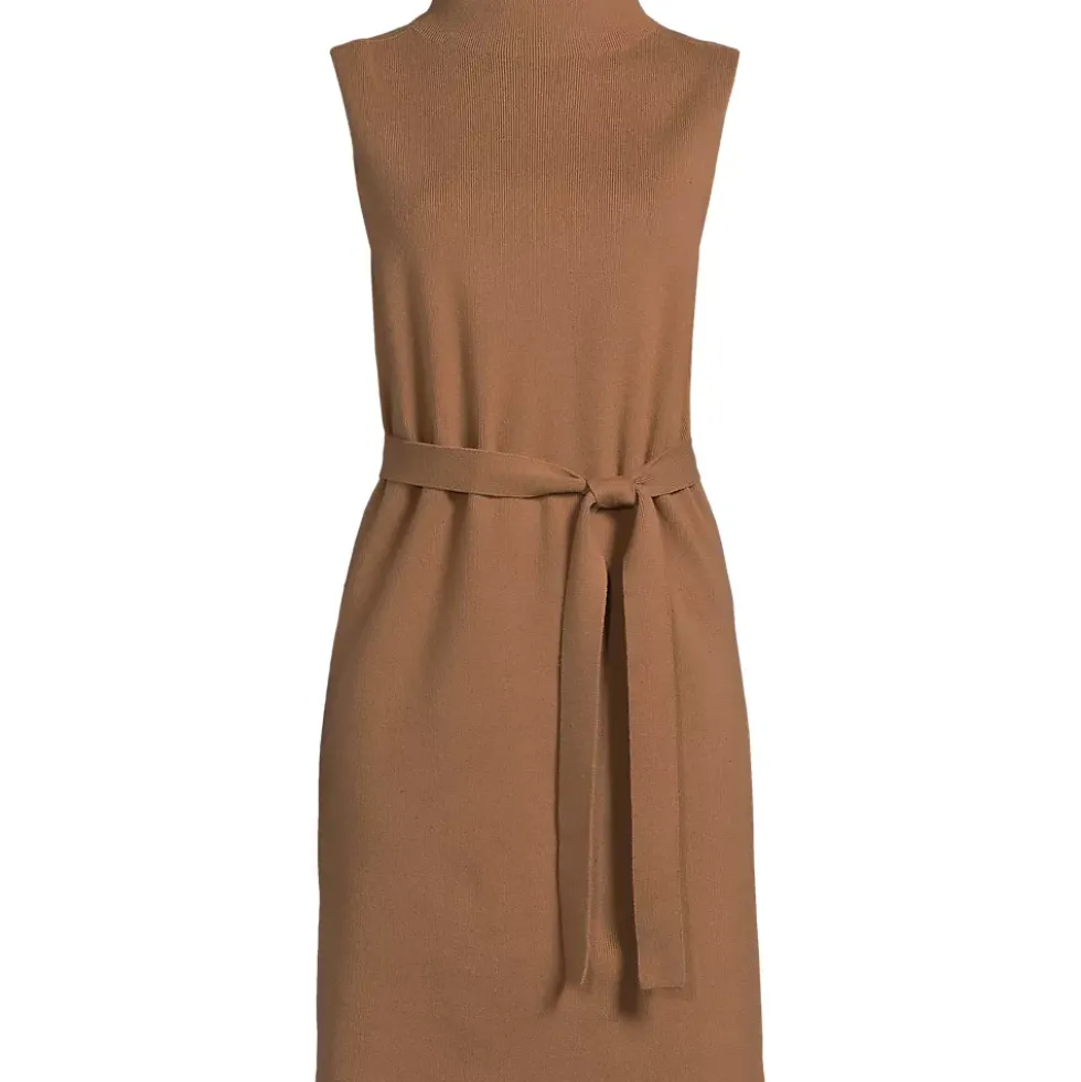 Women's Cotton Blend Short Sleeve Mock Neck Sweater Dress