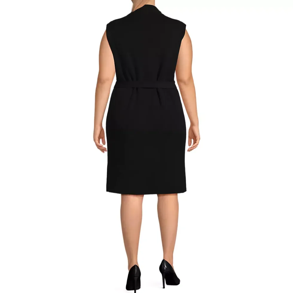 Women's Cotton Blend Short Sleeve Mock Neck Sweater Dress