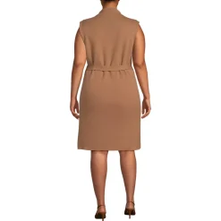 Women's Cotton Blend Short Sleeve Mock Neck Sweater Dress