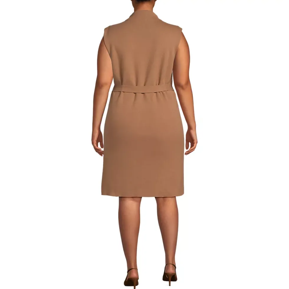 Women's Cotton Blend Short Sleeve Mock Neck Sweater Dress