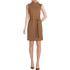 Women's Cotton Blend Short Sleeve Mock Neck Sweater Dress