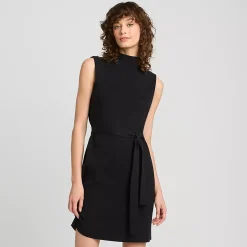 Women's Cotton Blend Short Sleeve Mock Neck Sweater Dress