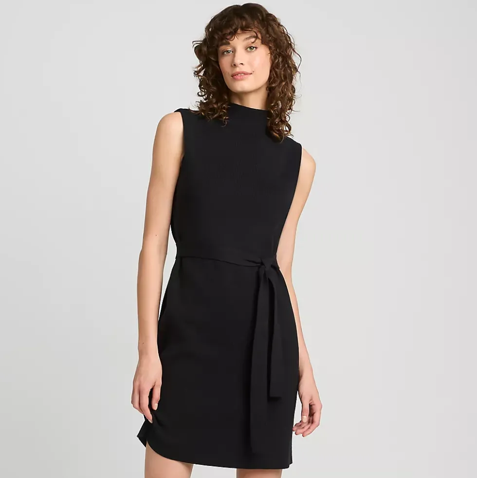 Women's Cotton Blend Short Sleeve Mock Neck Sweater Dress