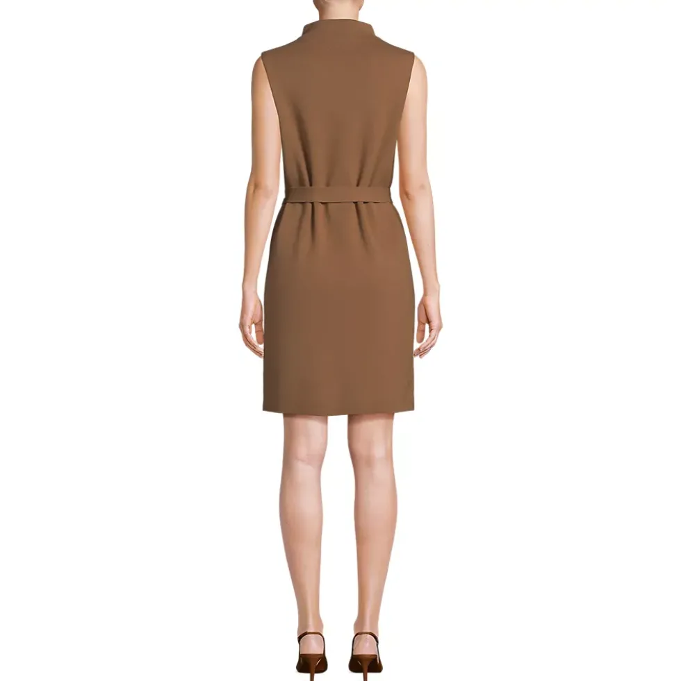 Women's Cotton Blend Short Sleeve Mock Neck Sweater Dress