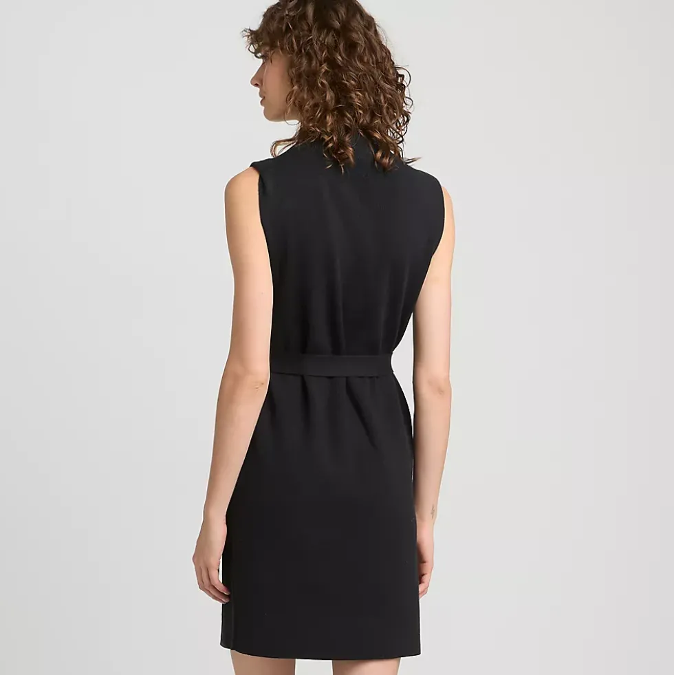 Women's Cotton Blend Short Sleeve Mock Neck Sweater Dress