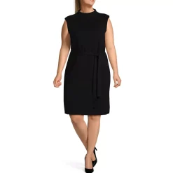 Women's Cotton Blend Short Sleeve Mock Neck Sweater Dress