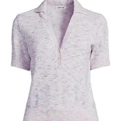 Women's Cotton Blend Short Sleeve Polo Sweater