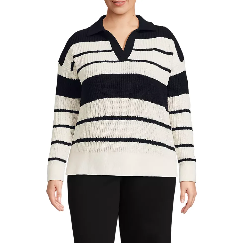 Women's Cotton Boucle Johnny Collar Shaker Pullover