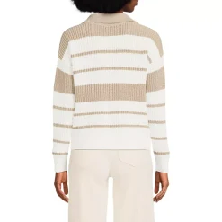 Women's Cotton Boucle Johnny Collar Shaker Pullover