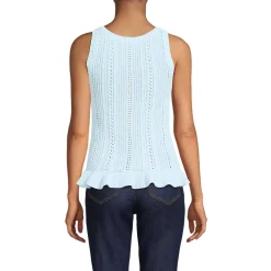 Women's Cotton Boucle Ruffle Hem Sleeveless Sweater