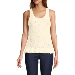 Women's Cotton Boucle Ruffle Hem Sleeveless Sweater