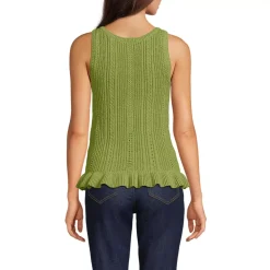Women's Cotton Boucle Ruffle Hem Sleeveless Sweater