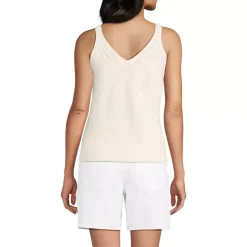 Women's Cotton Cable Vneck Tank Sweater