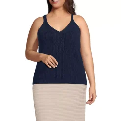 Women's Cotton Cable Vneck Tank Sweater