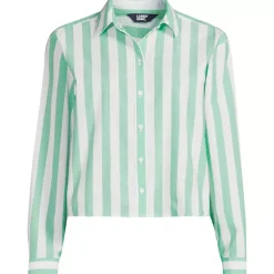Women's Cotton Cropped Long Sleeve Shirt