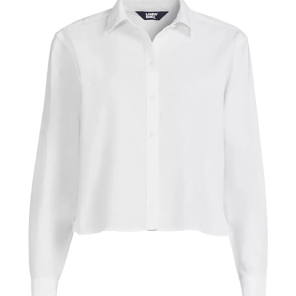 Women's Cotton Cropped Long Sleeve Shirt