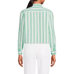 Women's Cotton Cropped Long Sleeve Shirt