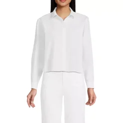 Women's Cotton Cropped Long Sleeve Shirt