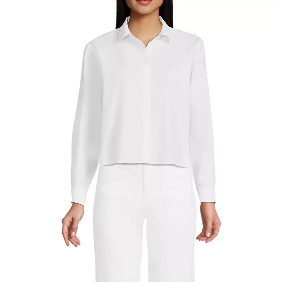 Women's Cotton Cropped Long Sleeve Shirt
