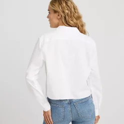Women's Cotton Cropped Long Sleeve Shirt