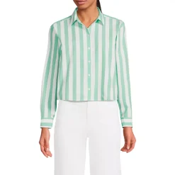 Women's Cotton Cropped Long Sleeve Shirt