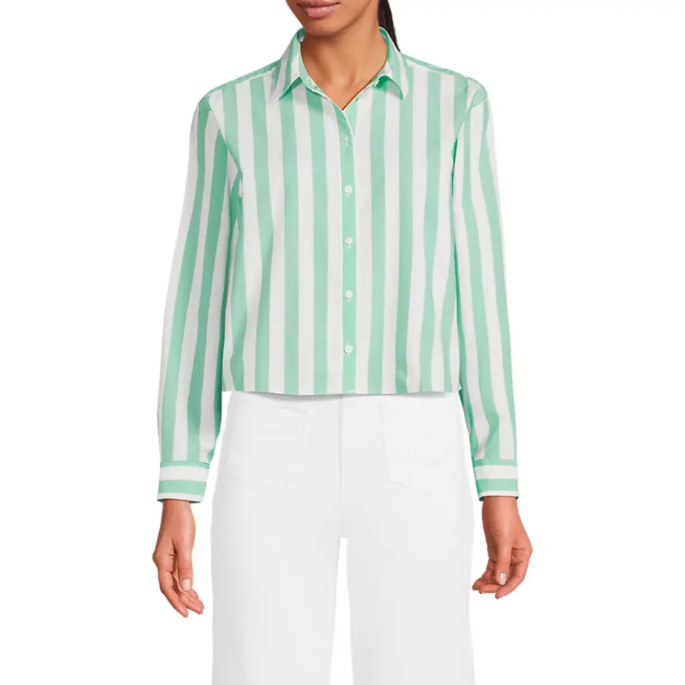 Women's Cotton Cropped Long Sleeve Shirt