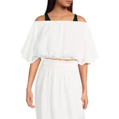 Women's Cotton Gauze Dolman Sleeve Crop Cover Up Top