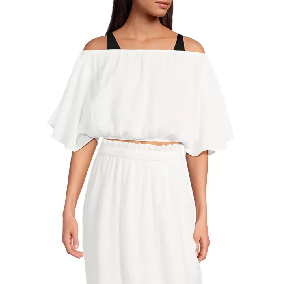 Women's Cotton Gauze Dolman Sleeve Crop Cover Up Top