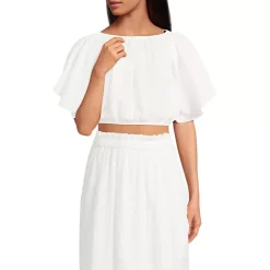 Women's Cotton Gauze Dolman Sleeve Crop Cover Up Top