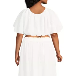 Women's Cotton Gauze Dolman Sleeve Crop Cover Up Top