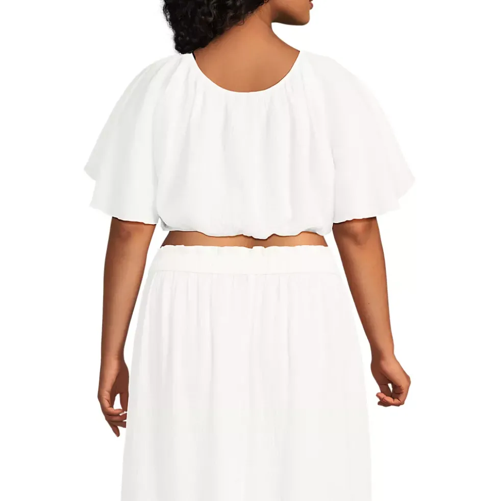 Women's Cotton Gauze Dolman Sleeve Crop Cover Up Top