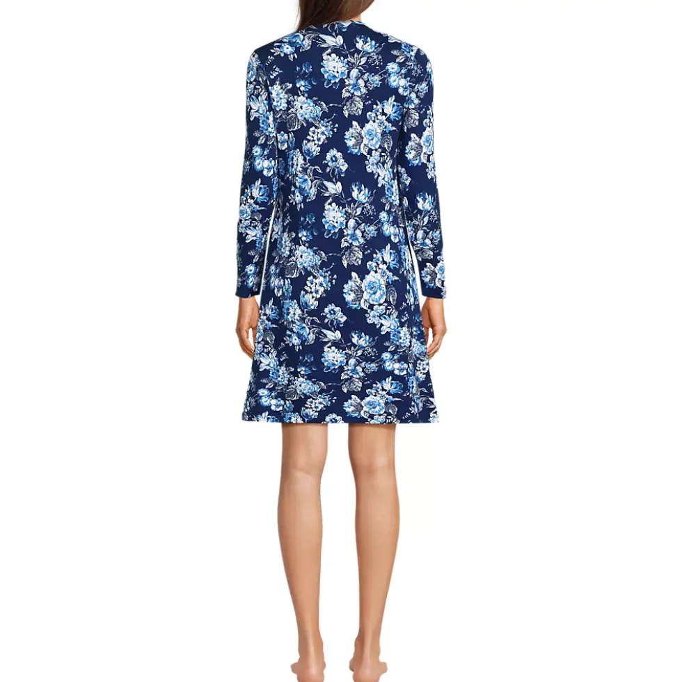 Women's Cotton Interlock Long Sleeve Above the Knee Nightgown