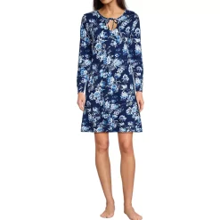 Women's Cotton Interlock Long Sleeve Above the Knee Nightgown