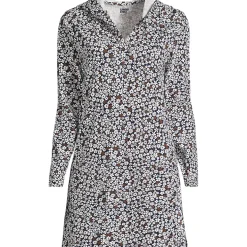 Women's Cotton Jersey Long Sleeve Hooded Swim Cover-up Dress