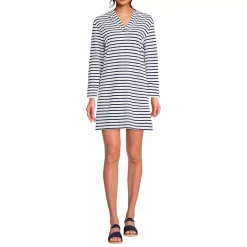 Women's Cotton Jersey Long Sleeve Hooded Swim Cover-up Dress