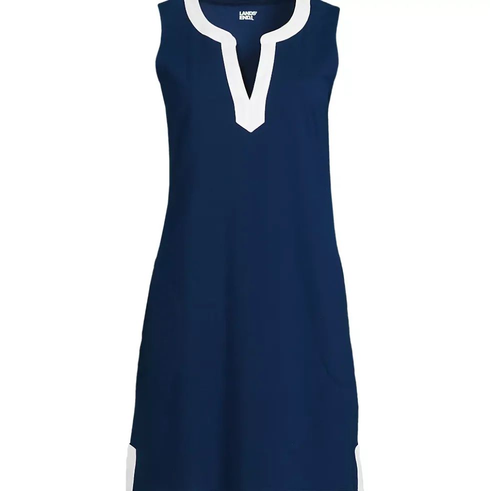 Women's Cotton Jersey Notch Neck Dress