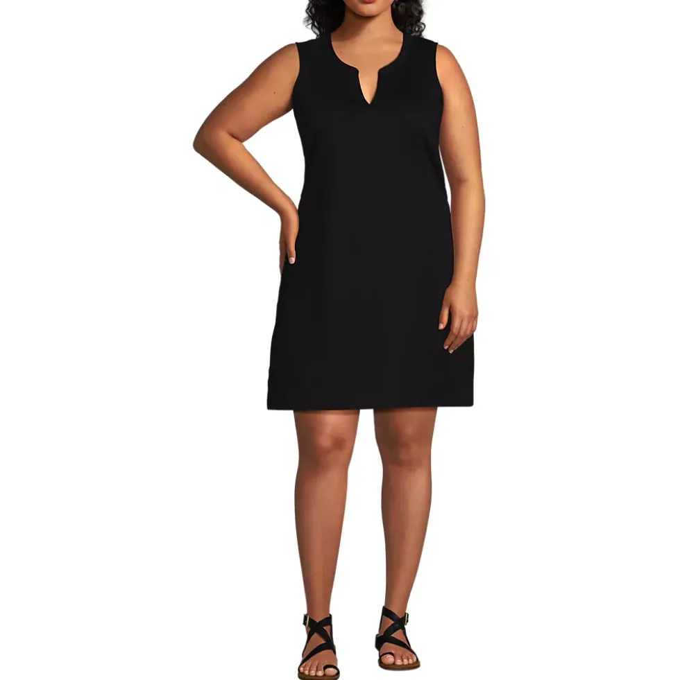 Women's Cotton Jersey Notch Neck Dress