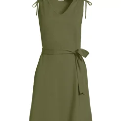 Women's Cotton Jersey Shoulder Tie Belted Mini Dress