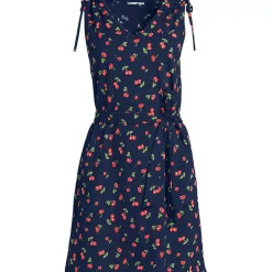 Women's Cotton Jersey Shoulder Tie Belted Mini Dress