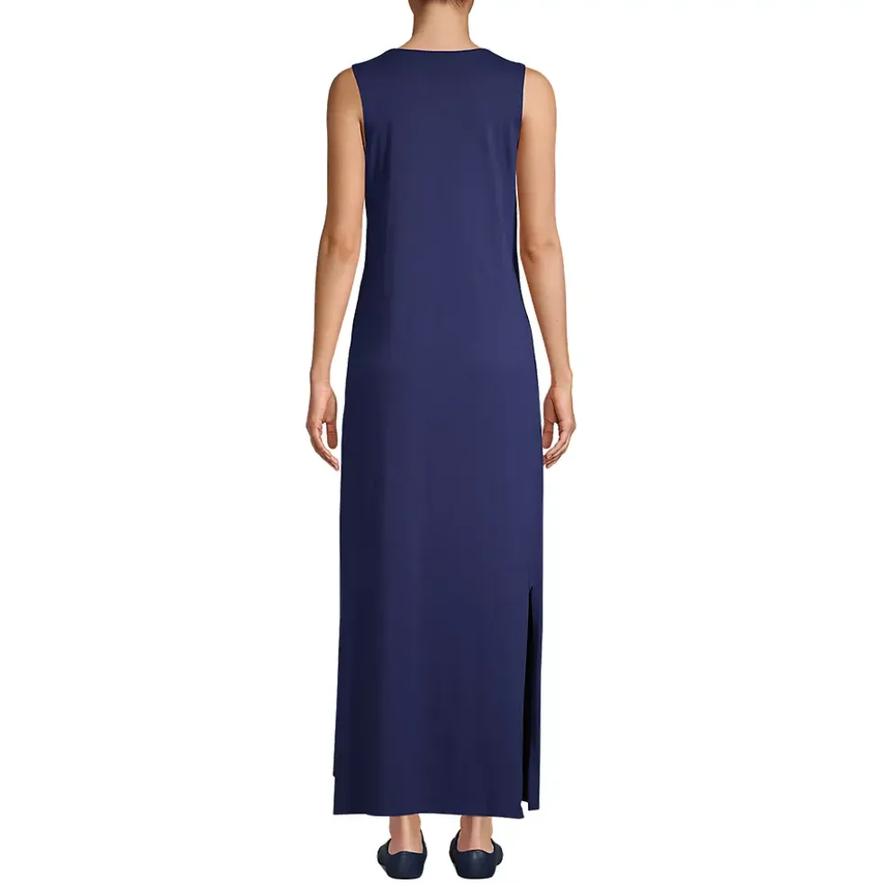 Women's Cotton Jersey Sleeveless Swim Cover-up Maxi Dress