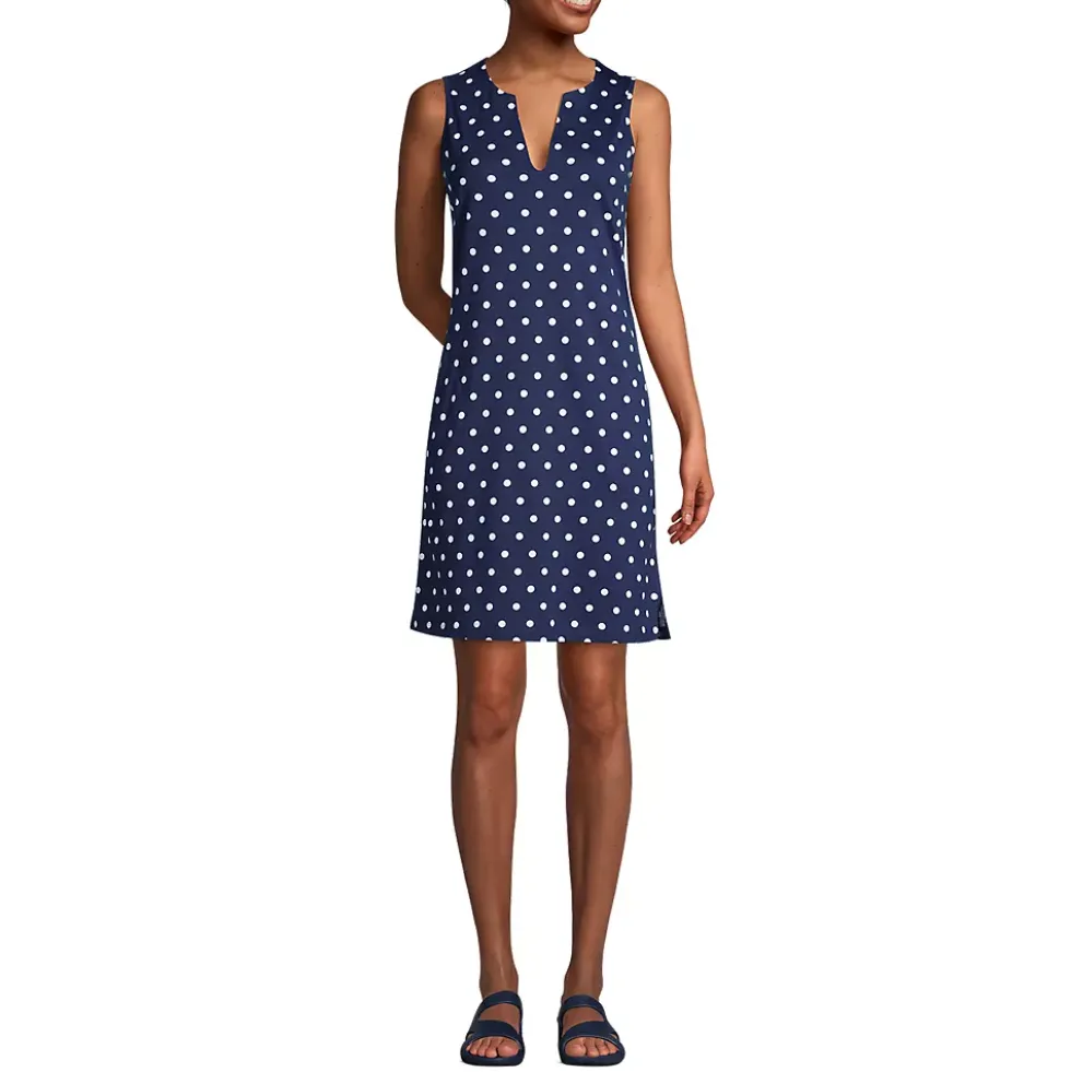Women's Cotton Jersey Sleeveless Swim Cover-up Dress Print