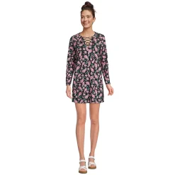 Women's Cotton Jersey V-neck Tunic Swim Cover-up Shirtdress