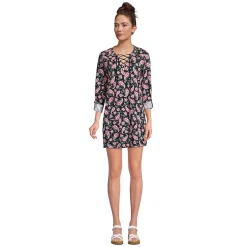 Women's Cotton Jersey V-neck Tunic Swim Cover-up Shirtdress
