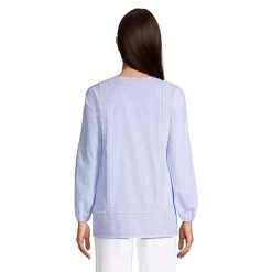 Women's Cotton Long Sleeve Split Neck Tunic Top
