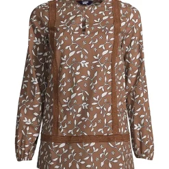 Women's Cotton Long Sleeve Split Neck Tunic Top