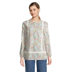 Women's Cotton Long Sleeve Split Neck Tunic Top