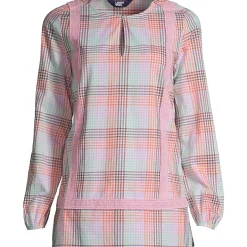 Women's Cotton Long Sleeve Split Neck Tunic Top